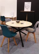 ST-TRIPLE-PRO Okrągły stół z blatem z forniru dębowego, loft, fi100cm