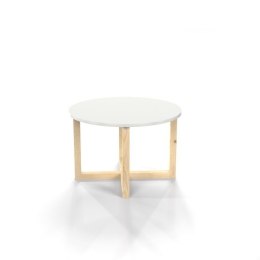 STK-CROSSDES - okrągły stolik kawowy na drewnianych nogach w wielu kolorach, drewnopodobnych dekorach, ze sklejki i forniru