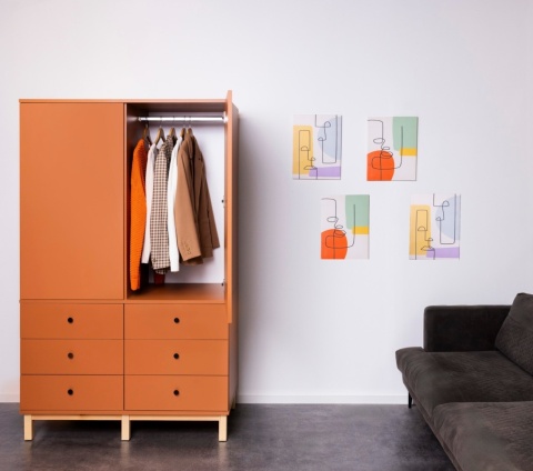 Dwudrzwiowa szafa z sześcioma szufladami na wymiar - SZ-MODEL (2.2)