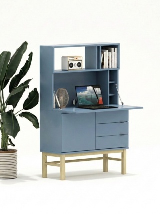 SEK-MODEL-2 - sekretarzyk, zamykane biurko trzema szufladami, szafką i półkami