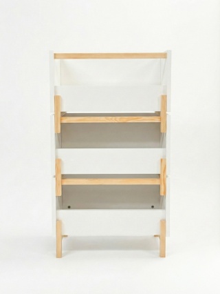 SIMPLBOX (6.0) - biała skrzynka na drewnianych nóżkach do pionowego składowania