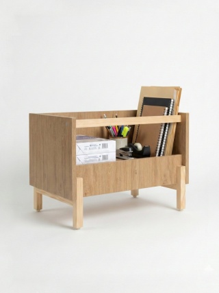 SIMPLBOX 6.0 - skrzynka do pionowego składowania / sztaplowania, drewnopodobny dekor, elementy z litego drewna