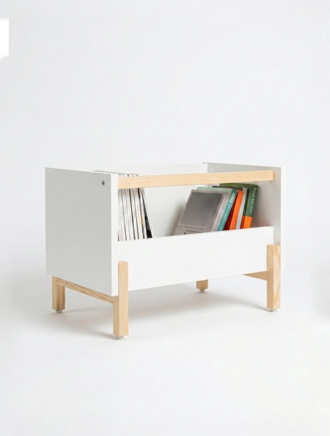 SIMPLBOX 6.0 - skrzynka na drewnianych nóżkach do sztaplowania/ pionowego składowania, biała