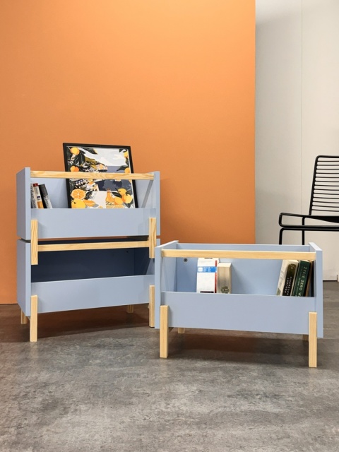 SIMPLBOX (6.0) - pomarańczowa, ceglana skrzynka z elementami z litego drewna do pionowego składowania