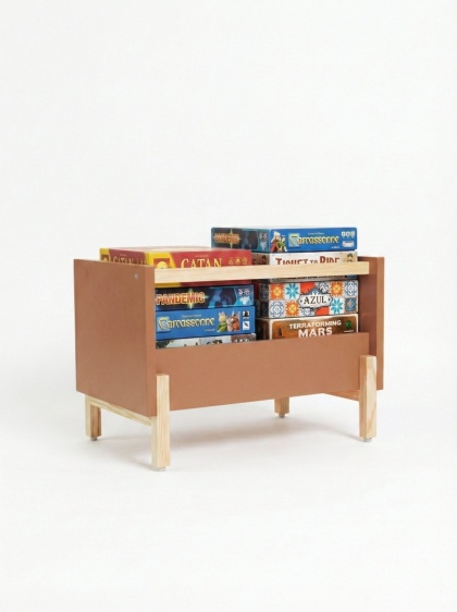 SIMPLBOX 6.0 - skrzynka z elementami z litego drewna do pionowego składowania / sztaplowania, pomarańczowa, ceglana