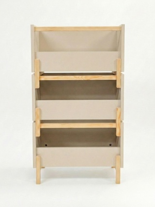 SIMPLBOX (6.0) - szarobeżowa skrzynka na drewnianych nóżkach do pionowego składowania