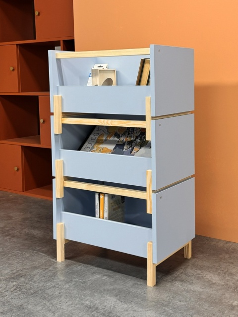 SIMPLBOX (6.0) - żółta skrzynka na drewnianych nóżkach do pionowego składowania