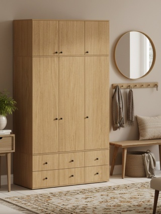 Szeroka i wysoka szafa na wymiar z nadstawką i 6 szufladami. - SZ-MODEL (3.3)