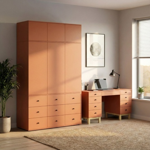 Trzydrzwiowa szafa na wymiar, z nadstawką. Aż 9 szuflad! - SZ-MODEL (3.3)