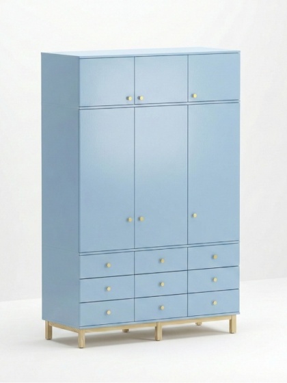 Trzydrzwiowa szafa na wymiar, z nadstawką. Aż 9 szuflad! - SZ-MODEL (3.3)