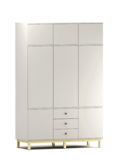 Trzydrzwiowa szafa na wymiar, z nadstawką, szafkami i szufladami - SZ-MODEL (3.3)