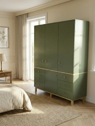 Trzydrzwiowa szafa na wymiar, z szafkami i szufladami - SZ-MODEL (2.3)