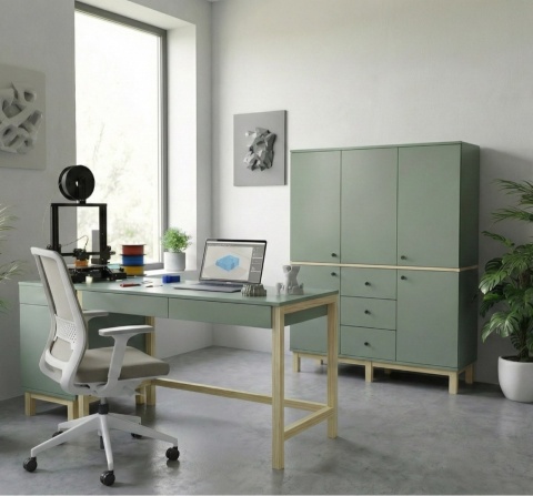 Trzydrzwiowa szafa na wymiar, z szafkami i szufladami - SZ-MODEL (2.3)