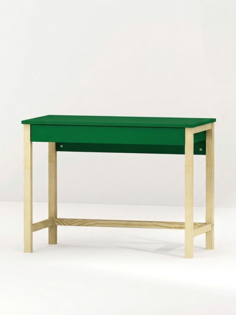 Zielone biurko z szeroką, pojemną szufladą. 100x50cm. Gotowe do wysyłki.