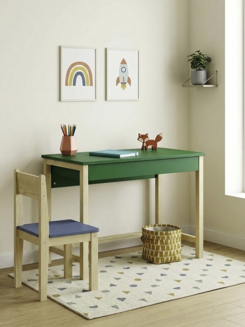 Zielone biurko z szeroką, pojemną szufladą. 100x50cm. Gotowe do wysyłki.