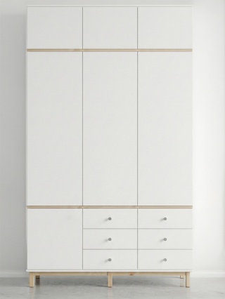 Biała, trzydrzwiowa szafa 100x50x250 cm z nadstawką, szafkami i szufladami - SZ-MODEL (3.3)