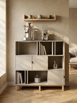 REG-MODEL-2 - Regał szer. 90-150, wys. 111 cm, montuj szafki i przegrody jak chcesz. Trzy poziomy. Konfiguruj samodzielnie!