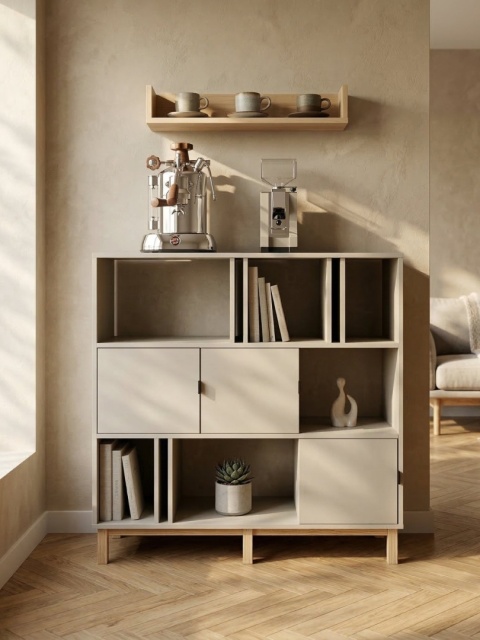 REG-MODEL-2 - Regał szer. 90-150, wys. 111 cm, montuj szafki i przegrody jak chcesz. Trzy poziomy. Konfiguruj samodzielnie!