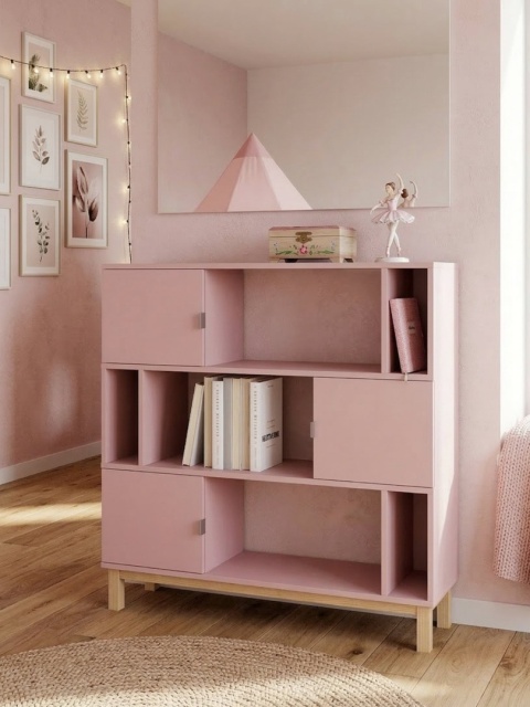 REG-MODEL-3 Regał o szer. 80-120cm, 3 półki z szafkami. Wybierz wymiar i kolor (wys. 122 cm)