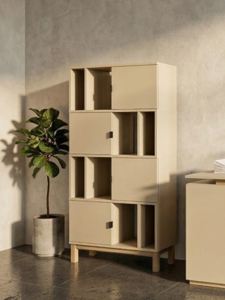 REG-MODEL-3 - Regał o szerokości 80-120cm z 4 półkami i szafkami na drewnianym stelażu (wys. 156 cm). Wiele kolorów i dekorów