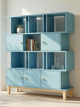 Regał REG-MODEL-1 (4) - szerokość: 90-150 cm, wysokość 147,5 cm | Konfiguruj własny regał z przesuwnymi szafkami i przegrodami!