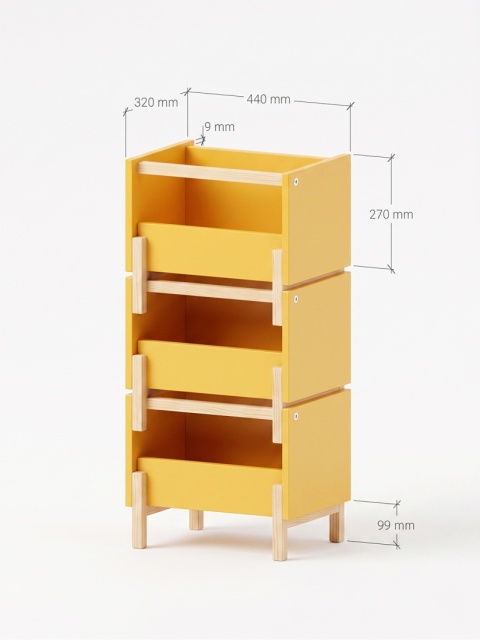 SIMPLBOX 6.0 - skrzynka do pionowego składowania / sztaplowania, żółta 44x32x37w