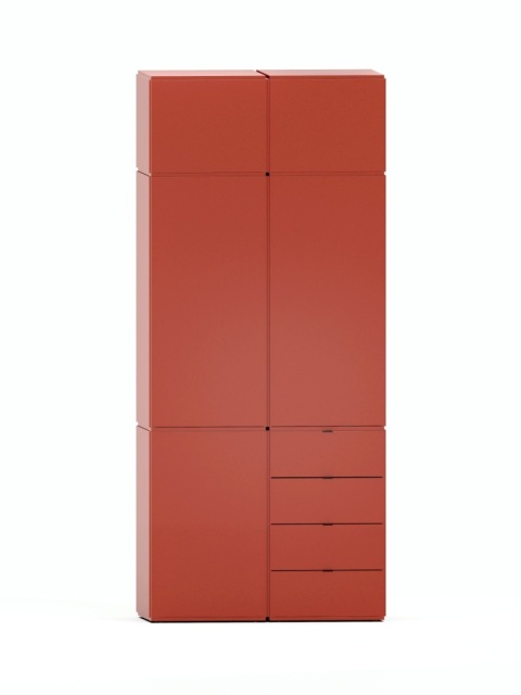 Szafa do sufitu i na pełną szerokość. Modułowa szafa SMPL o błyskawicznym montażu i z 4 szufladami. (3.1.4)