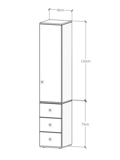 Minimalistyczna szafa o ekspresowym montażu z 3 szufladami - SMPL (2.1.3)