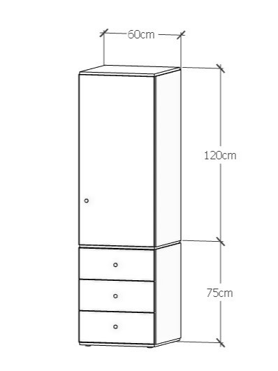 Minimalistyczna szafa o ekspresowym montażu z 3 szufladami - SMPL (2.1.3)