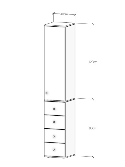 Modułowa szafa SMPL - Słupek z 4 szufladami lub szafa na całą ścianę! Montaż EXPRES (2.1.4)