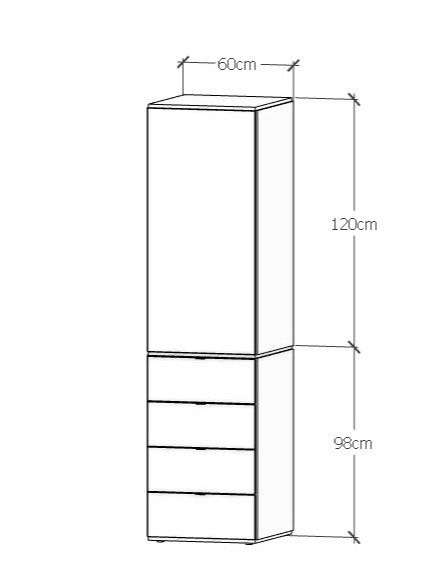 Modułowa szafa SMPL - Słupek z 4 szufladami lub szafa na całą ścianę! Montaż EXPRES (2.1.4)