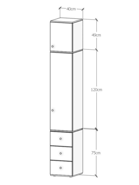 Modułowa szafa SMPL. Konfiguruj: 3 szuflady lub szafka, wymiary, kolory. Montaż EXPRES. (3.1.3)
