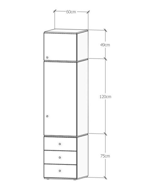 Modułowa szafa SMPL. Konfiguruj: 3 szuflady lub szafka, wymiary, kolory. Montaż EXPRES. (3.1.3)