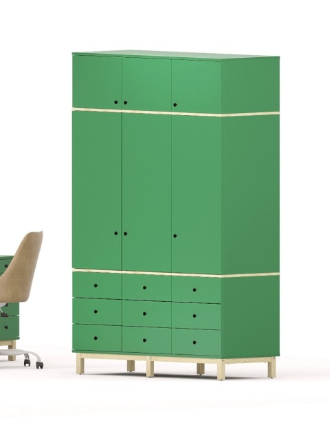 Trzydrzwiowa szafa na wymiar, z nadstawką, szafkami i szufladami - SZ-MODEL (3.3)