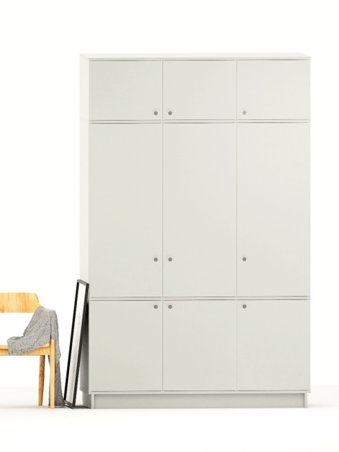 Trzydrzwiowa szafa na wymiar, z nadstawką, szafkami i szufladami - SZ-MODEL (3.3)