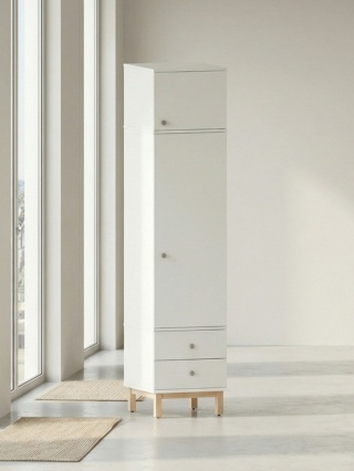 Wysoka szafa-słupek z nadstawką i dwiema szufladami, nadstawka, na wymiar - SZ-MODEL (3.1)