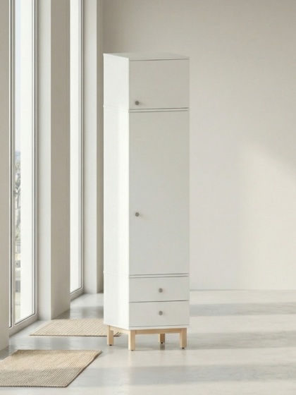 Wysoka szafa-słupek z nadstawką i dwiema szufladami, nadstawka, na wymiar - SZ-MODEL (3.1)