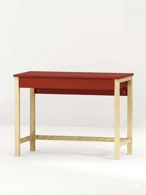 Czerwone biurko z szeroką, pojemną szufladą. 100x50cm. Gotowe do wysyłki.