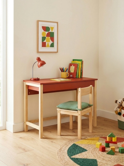 Czerwone biurko z szeroką, pojemną szufladą. 100x50cm. Gotowe do wysyłki.