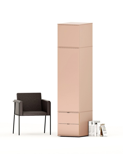 Wariant: jednokolumnowa szafa-słupek z nadstawką | 40x55x211cm | dwie szuflady - SZ-MODEL (3.1)