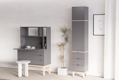 Wariant: jednokolumnowa szafa-słupek z nadstawką | 40x55x230cm | trzy szuflady lub drzwiczki - SZ-MODEL (3.1)
