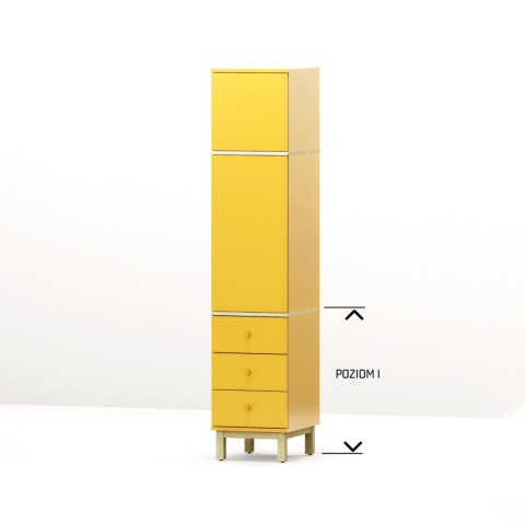 Wariant: jednokolumnowa szafa-słupek z nadstawką | 40x55x230cm | trzy szuflady lub drzwiczki - SZ-MODEL (3.1)