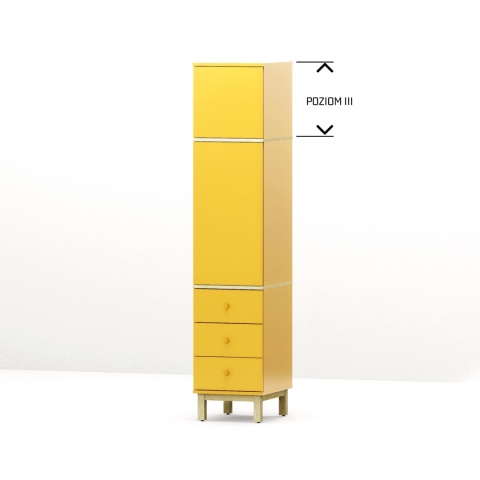 Wariant: jednokolumnowa szafa-słupek z nadstawką | 40x55x230cm | trzy szuflady lub drzwiczki - SZ-MODEL (3.1)