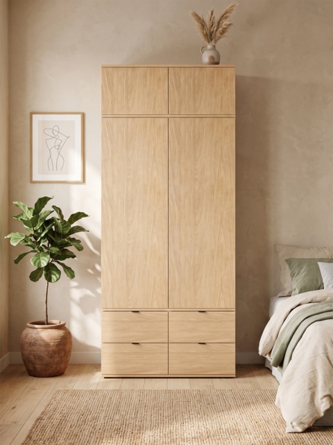 Wariant: szafa dwudrzwiowa z nadstawką | 100x55x211cm | cztery szuflady - SZ-MODEL (3.2)