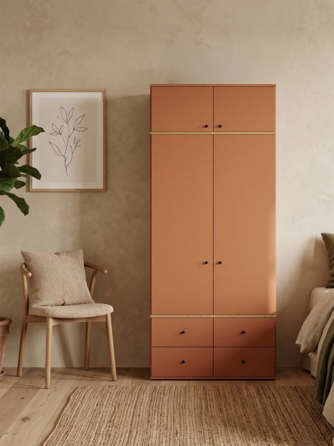 Wariant: szafa dwudrzwiowa z nadstawką | 100x55x211cm | cztery szuflady - SZ-MODEL (3.2)