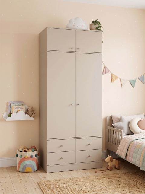 Wariant: szafa dwudrzwiowa z nadstawką | 100x55x211cm | cztery szuflady - SZ-MODEL (3.2)