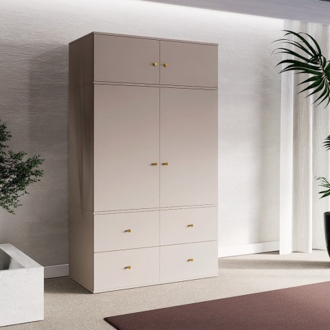 Wariant: szafa dwudrzwiowa z nadstawką | 100x55x211cm | cztery szuflady - SZ-MODEL (3.2)
