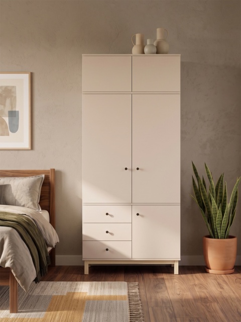Wariant: szafa dwudrzwiowa z nadstawką | 100x55x230cm | trzy rzędy szuflad lub szafki - SZ-MODEL (3.2)
