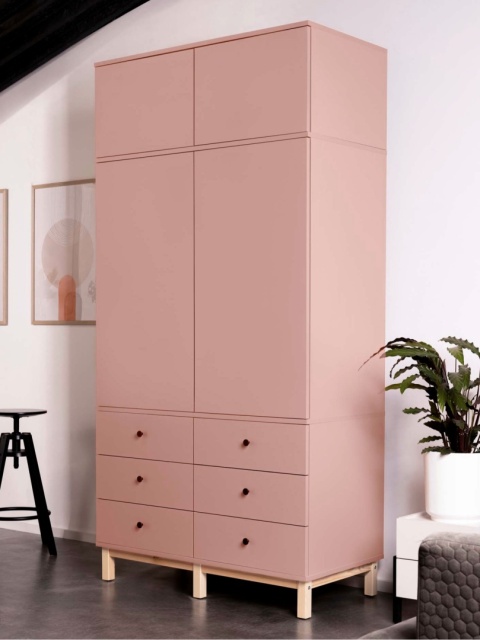 Wariant: szafa dwudrzwiowa z nadstawką | 100x55x230cm | trzy rzędy szuflad lub szafki - SZ-MODEL (3.2)