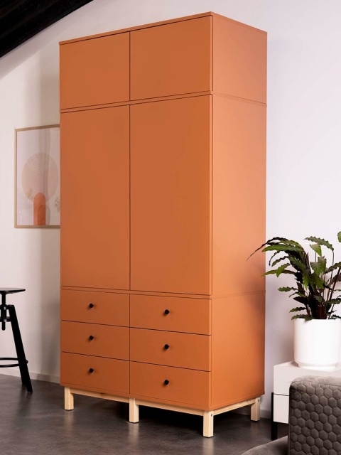 Wariant: szafa dwudrzwiowa z nadstawką | 100x55x230cm | trzy rzędy szuflad lub szafki - SZ-MODEL (3.2)
